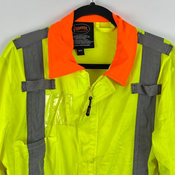Pioneer Hi-Viz Traffic Control Safety Jacket Size M Yellow Stat Tech Reflective - Picture 2 of 9